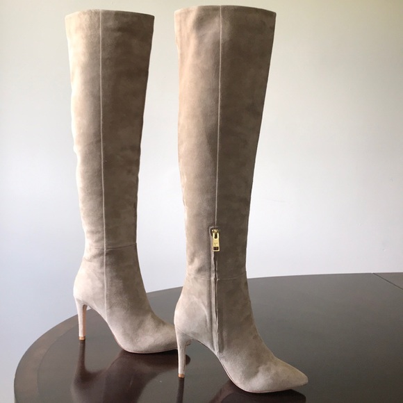 Joie Brown Suede Pointed Toe Knee hi hi heel boots - Picture 6 of 8